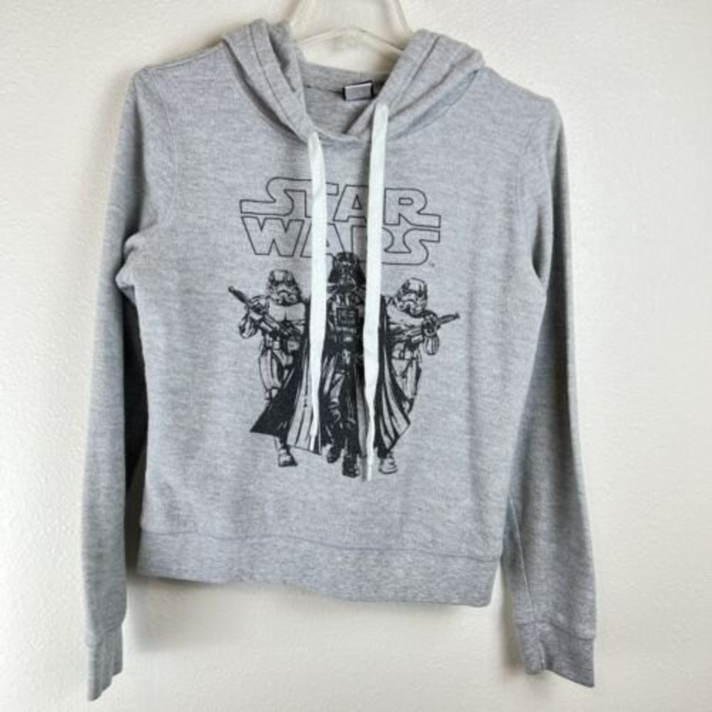 Star Wars Kids Youth Large Gray Hoodie Darth Vader Troopers hooded Long Sleeve